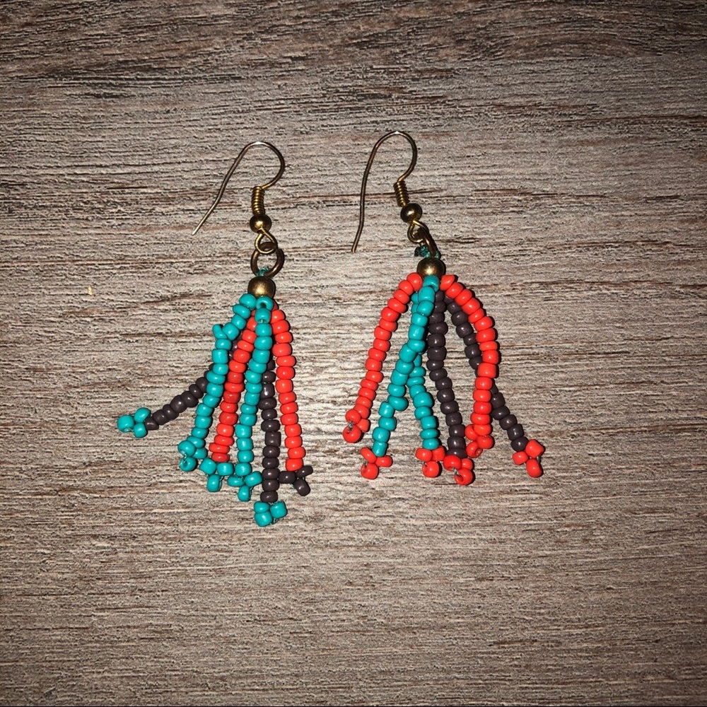 Beaded Tassel Dangle Earrings